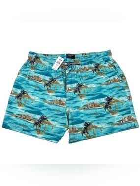 NWT! Todd Snyder Weekend Swim Shorts 5” Island Print Blue Men’s Size L Beach